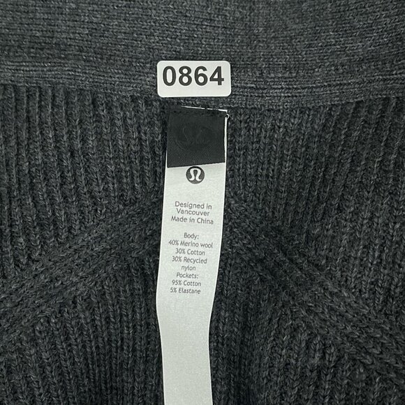 Lululemon Knit Cozy Open Front Long Sleeve Cardigan Pockets Wool Blend Women 4 - Picture 8 of 13
